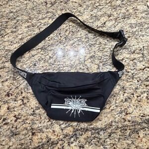 Victorias Secret PINK Black Rhinestone Logo Belt Bag Fanny Pack Adjustable Strap